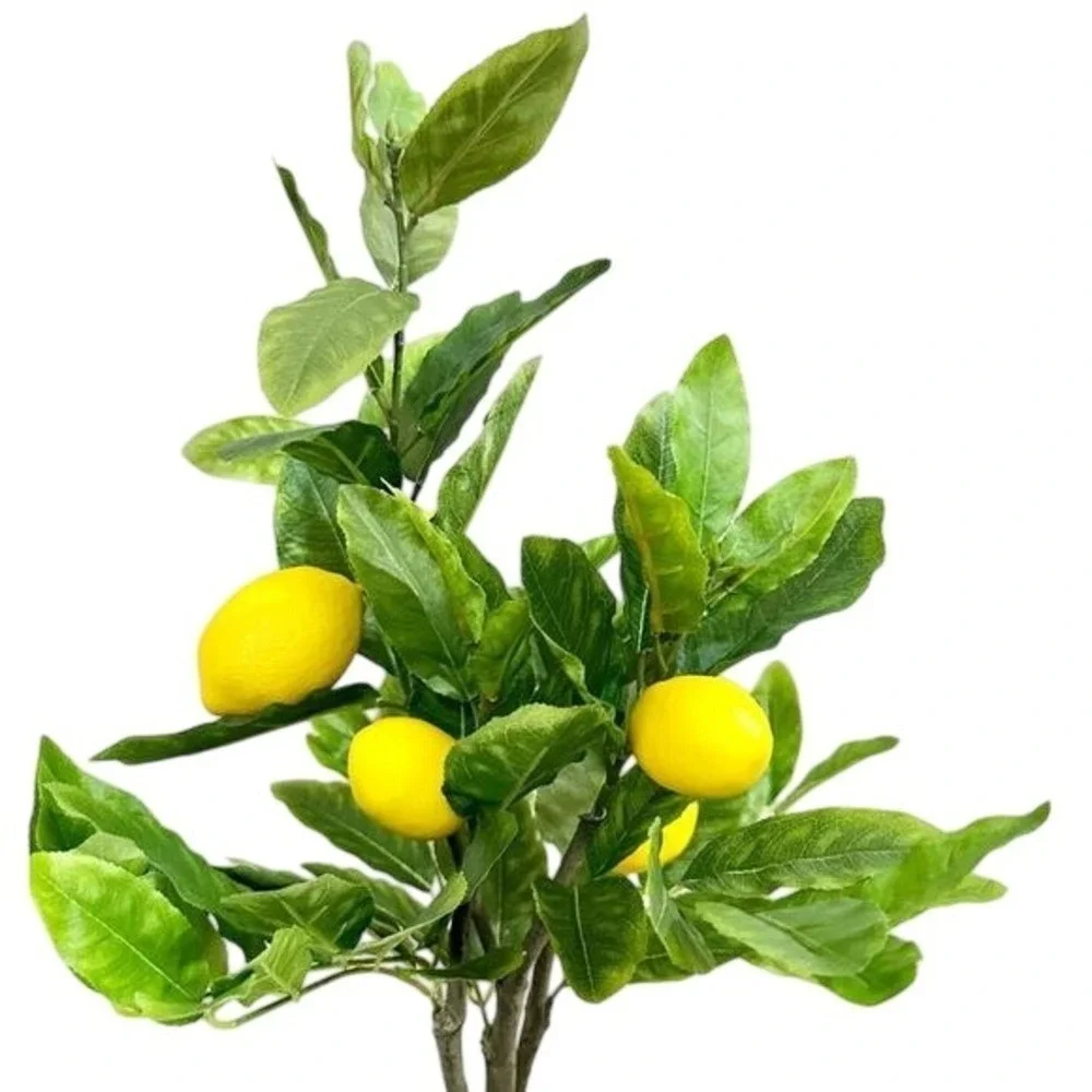 Artificial Lemon Tree in White Ribbed Ceramic Pot 18 Inch Faux Fruit‎ Plant